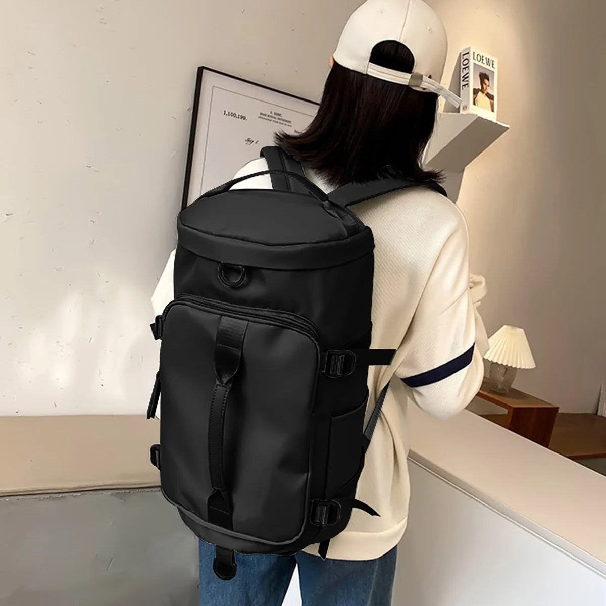 Overnight Bag Gym Travel Duffle Bag for Men and Women Weekender, Multifunctional, Black